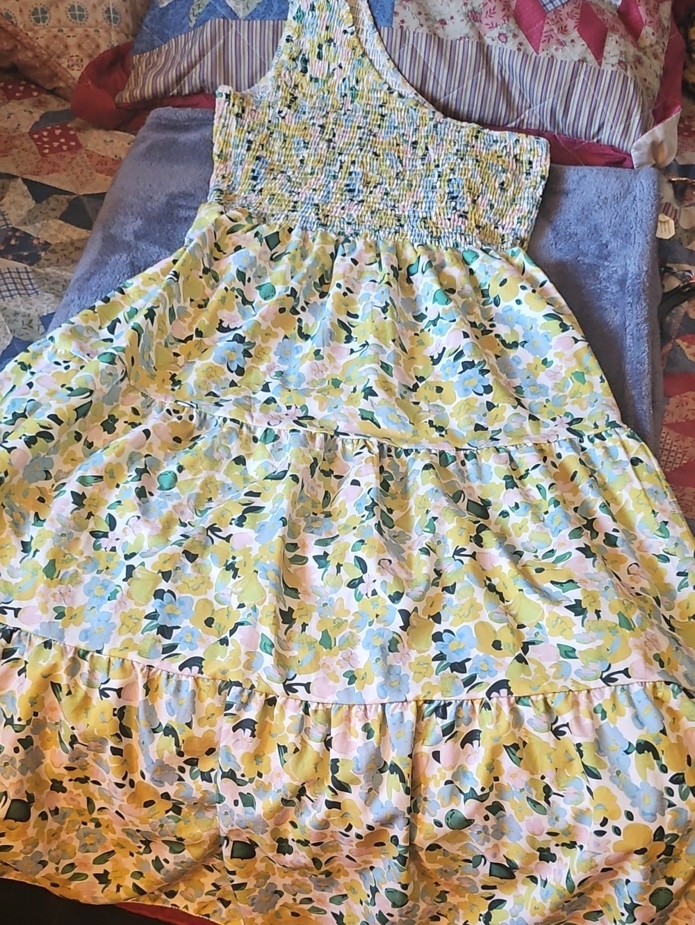 Girls One-Shoulder Floral Sundress - Yellow & Blue